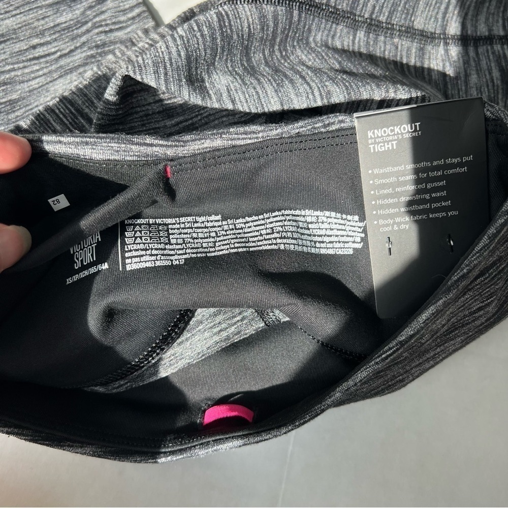 NWT Victoria Sport Knockout Tight athletic leggings black gray marl size xs - Picture 6 of 11